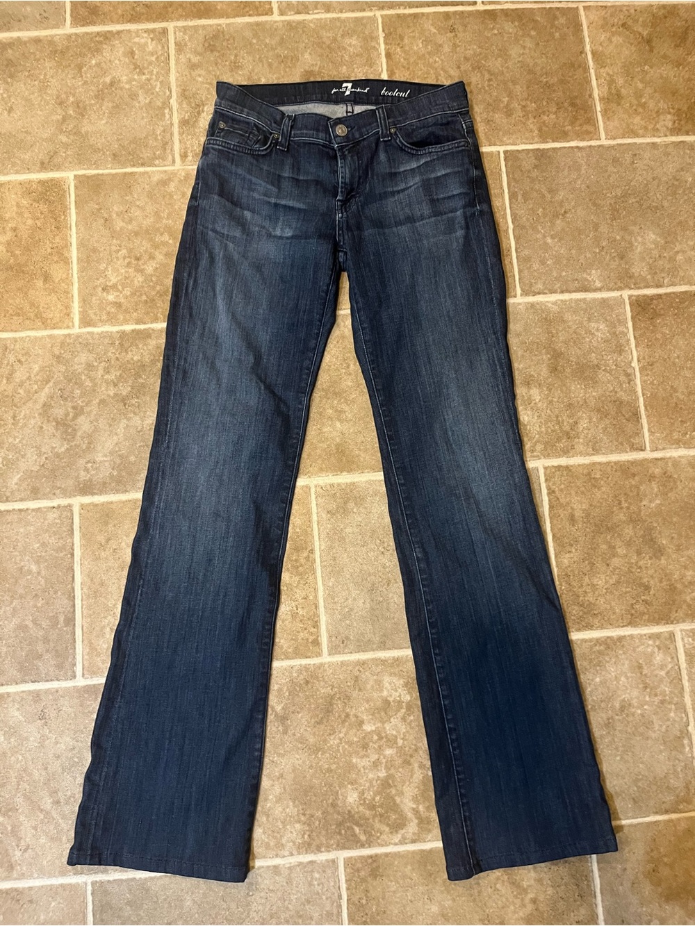 7 For All Mankind Low Rise Bootcut Jeans Size 28 Dark Wash Y2K 2000s Flare Denim